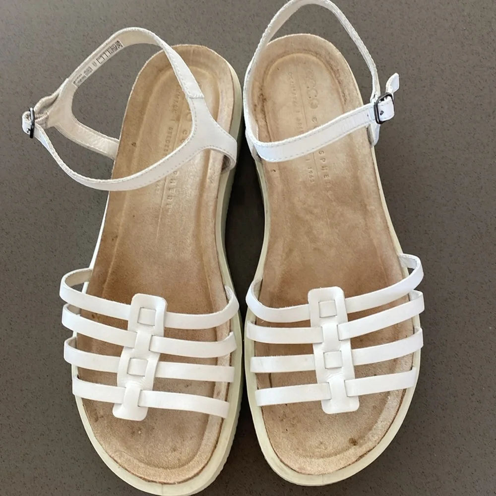 Ecco White Corkspere Sandal sz 39 - Picture 2 of 8